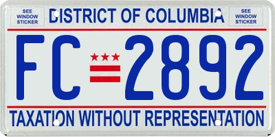 DC license plate FC2892