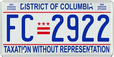 DC license plate FC2922