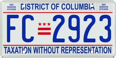 DC license plate FC2923