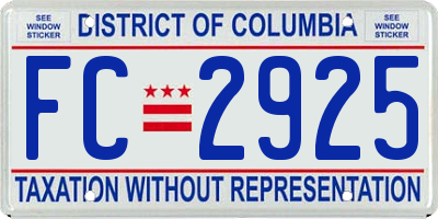 DC license plate FC2925