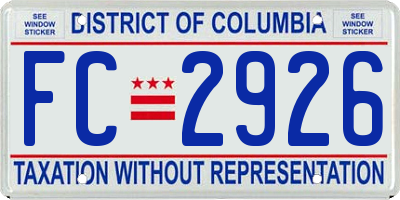 DC license plate FC2926