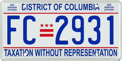 DC license plate FC2931