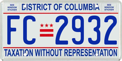 DC license plate FC2932