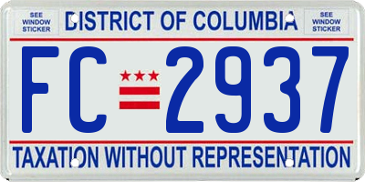 DC license plate FC2937