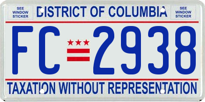 DC license plate FC2938