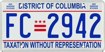 DC license plate FC2942