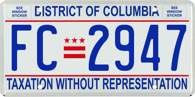 DC license plate FC2947