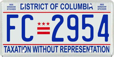 DC license plate FC2954