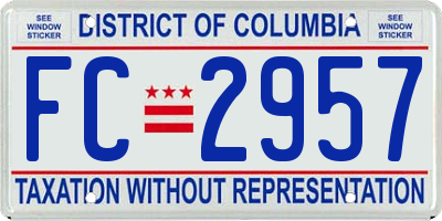 DC license plate FC2957