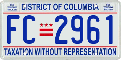 DC license plate FC2961