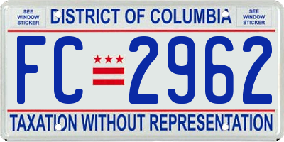 DC license plate FC2962