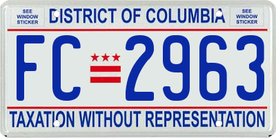 DC license plate FC2963