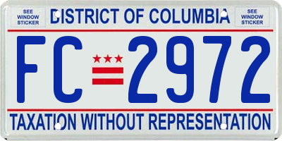 DC license plate FC2972