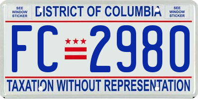 DC license plate FC2980