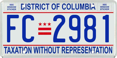 DC license plate FC2981