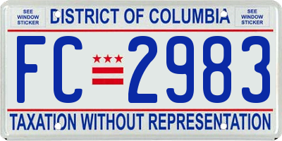 DC license plate FC2983