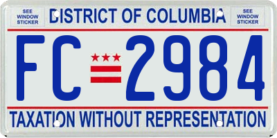 DC license plate FC2984