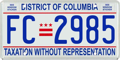 DC license plate FC2985