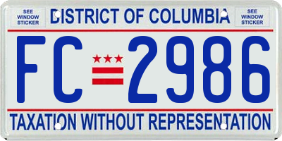 DC license plate FC2986