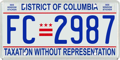 DC license plate FC2987