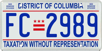 DC license plate FC2989