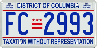 DC license plate FC2993