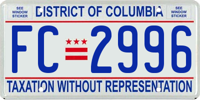 DC license plate FC2996