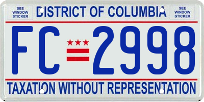 DC license plate FC2998