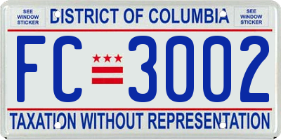 DC license plate FC3002