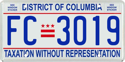 DC license plate FC3019