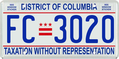 DC license plate FC3020