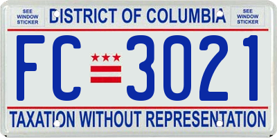 DC license plate FC3021