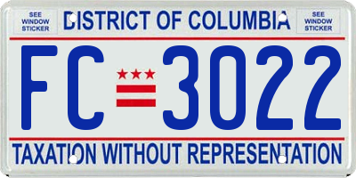 DC license plate FC3022