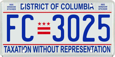 DC license plate FC3025