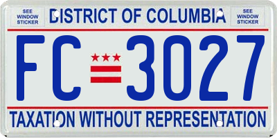 DC license plate FC3027