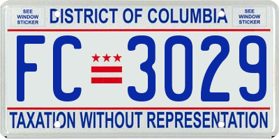 DC license plate FC3029