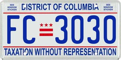 DC license plate FC3030