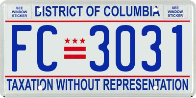 DC license plate FC3031