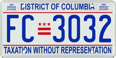 DC license plate FC3032