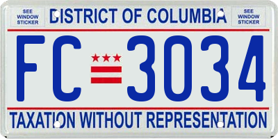 DC license plate FC3034