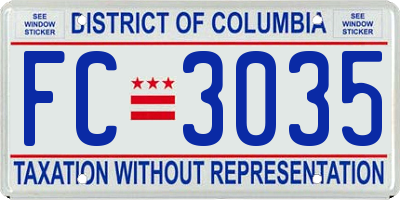 DC license plate FC3035