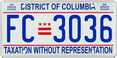 DC license plate FC3036