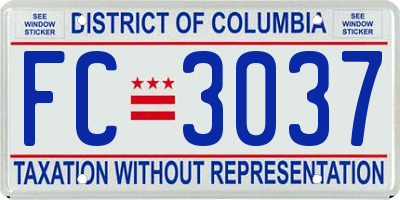 DC license plate FC3037