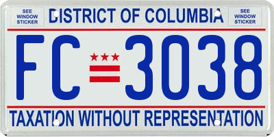 DC license plate FC3038