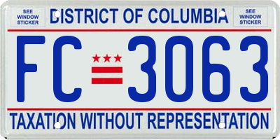 DC license plate FC3063