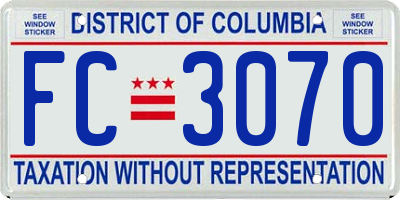 DC license plate FC3070