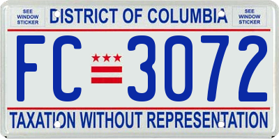 DC license plate FC3072