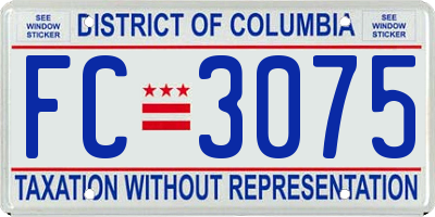 DC license plate FC3075