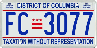 DC license plate FC3077