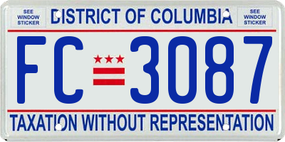 DC license plate FC3087